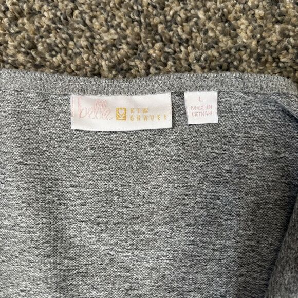 Belle By Kim Gravel. Black And Gray Leopard Print Mid Length Cardigan. Size L - Picture 4 of 5